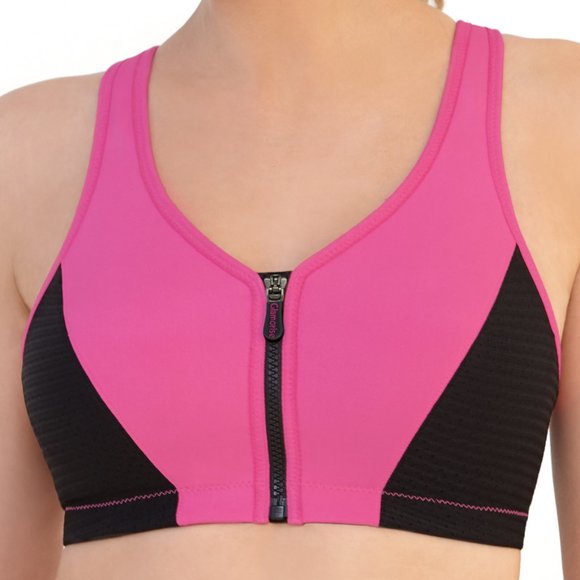 Set of 3! 34D Glamorise SPORT Bra (HIGH-IMPACT) Pink (RACERBACK) T-Back Zip NEW - Picture 4 of 16
